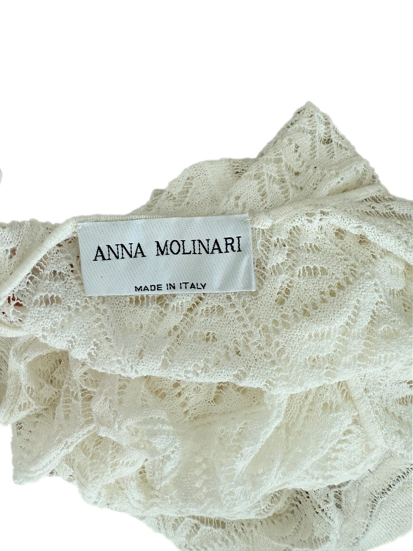 ANNA MOLINARI 90s/00s Vintage Ivory White Crochet Knit Dress