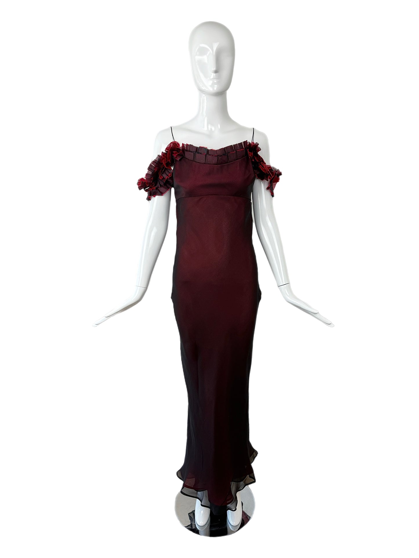 RICHARD TYLER COUTURE 1998 Vintage Silk Black + Red Gown