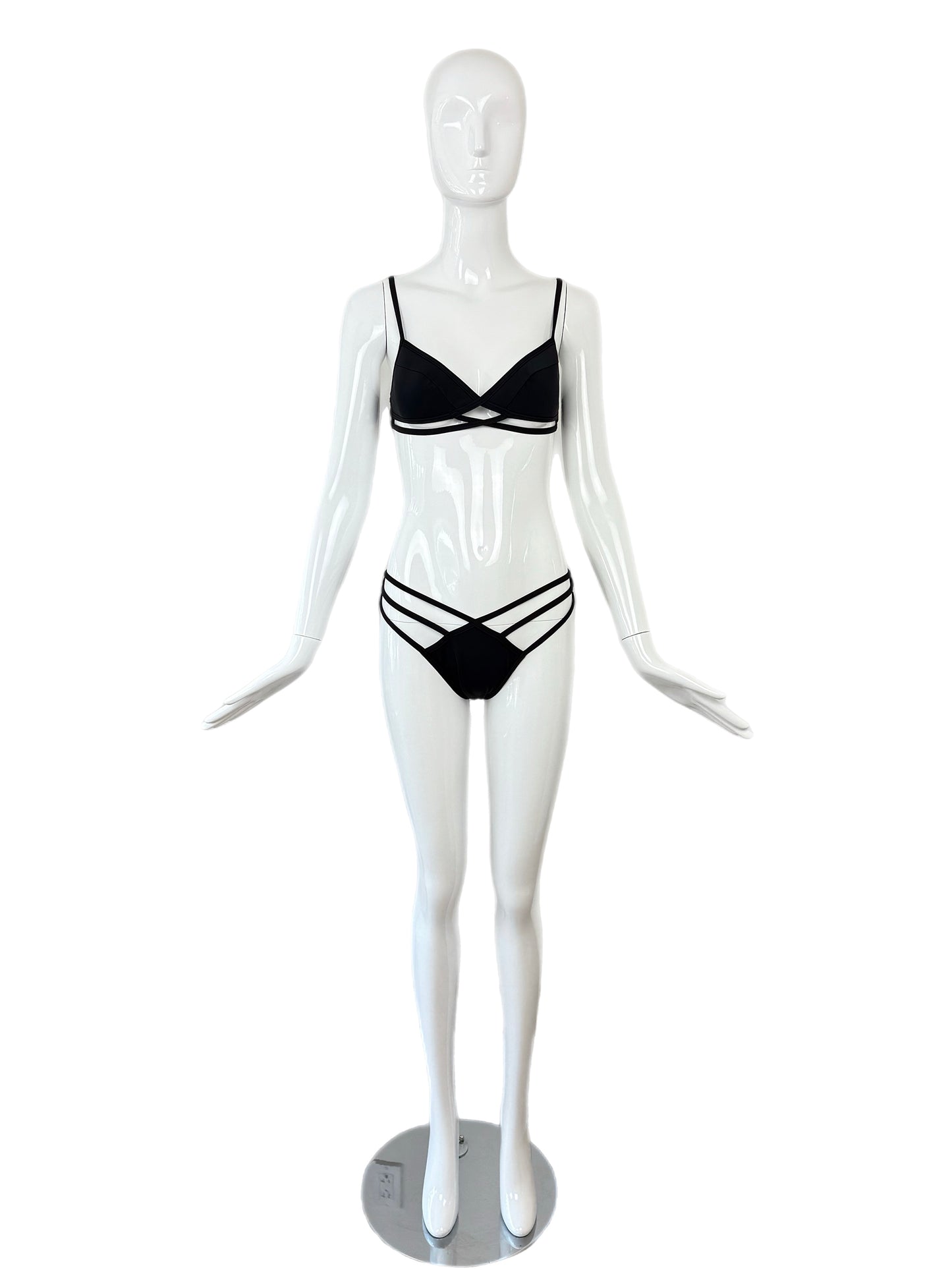 HERVE LEGER 1998 Vintage Runway Black Cut Out Bikini