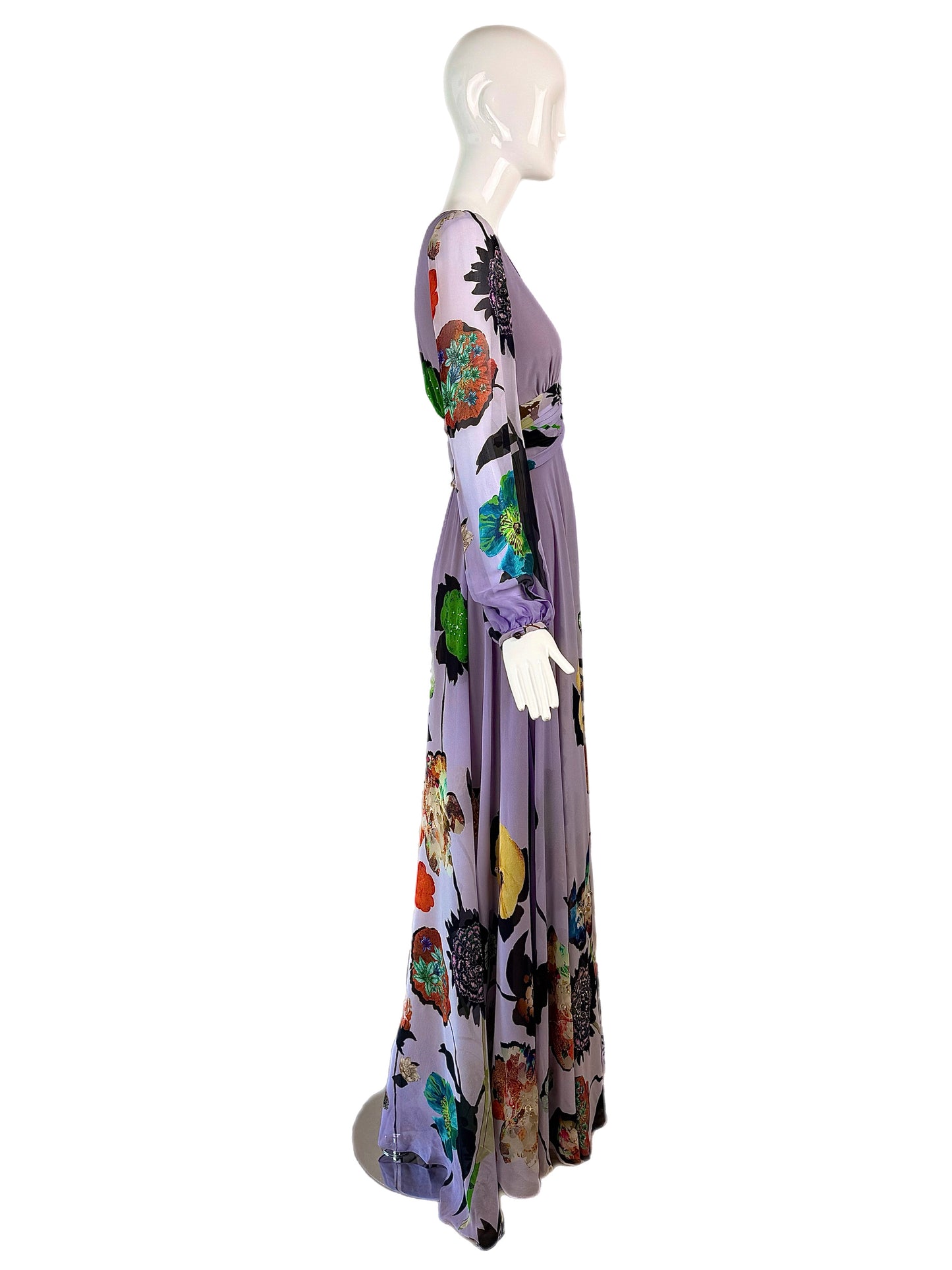 EMANUEL UNGARO Vintage 2000's Silk Embellished Blouson Gown
