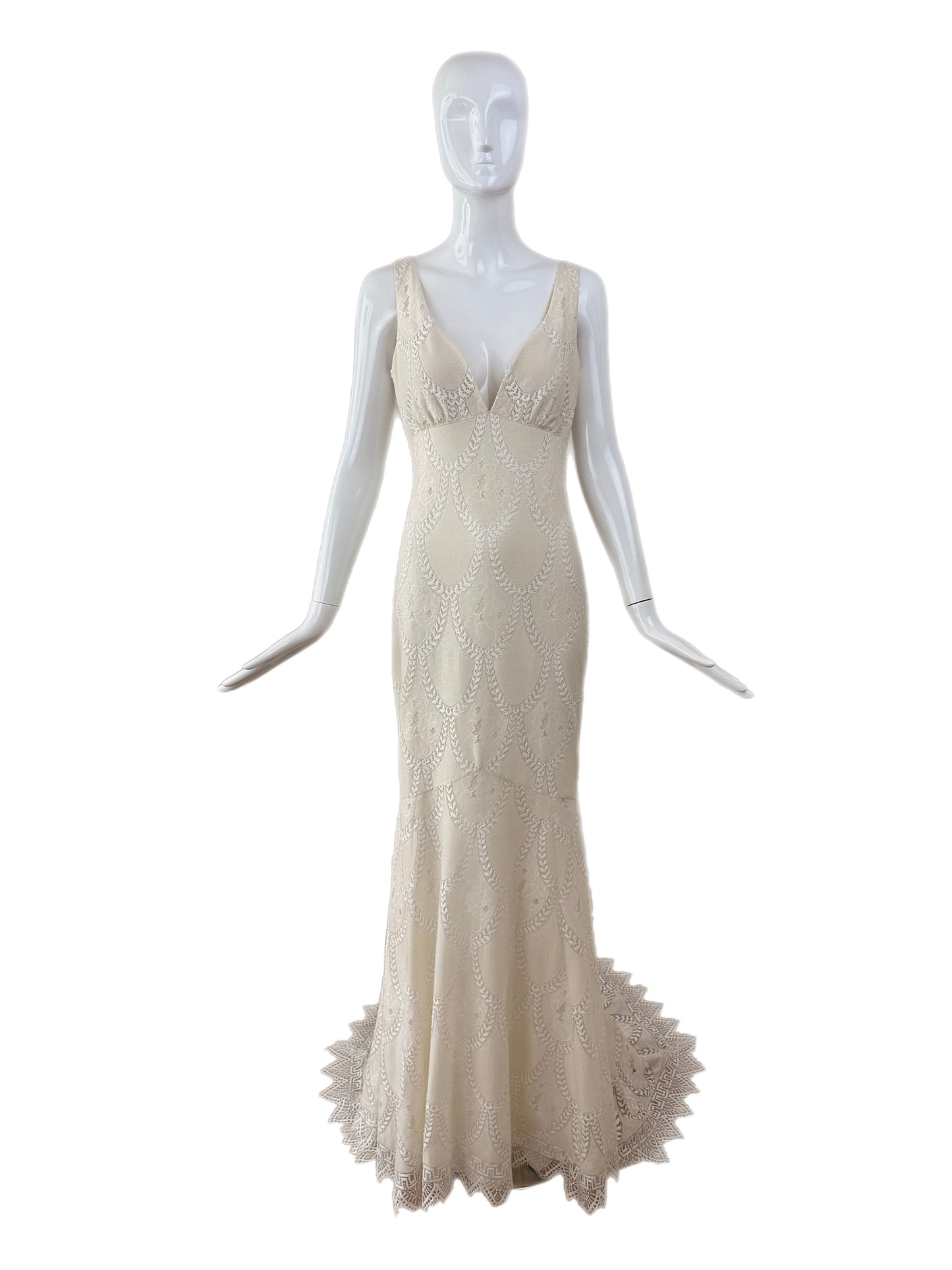CLAIRE PETTIBONE 2015 Vanilla Cream Lace Bridal Gown
