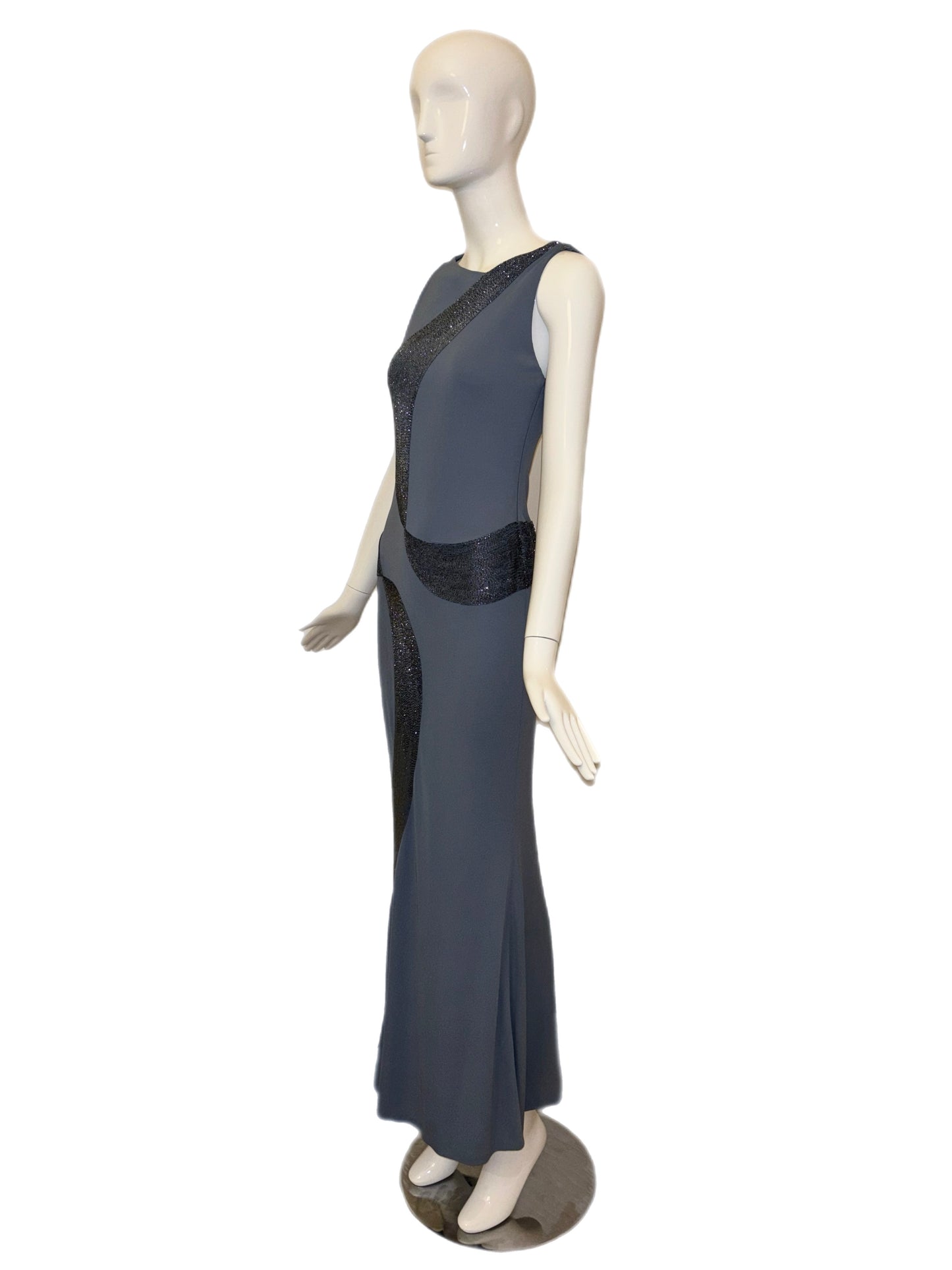 RANDOLPH DUKE 90's/00 Vintage Blue Beaded Evening Gown