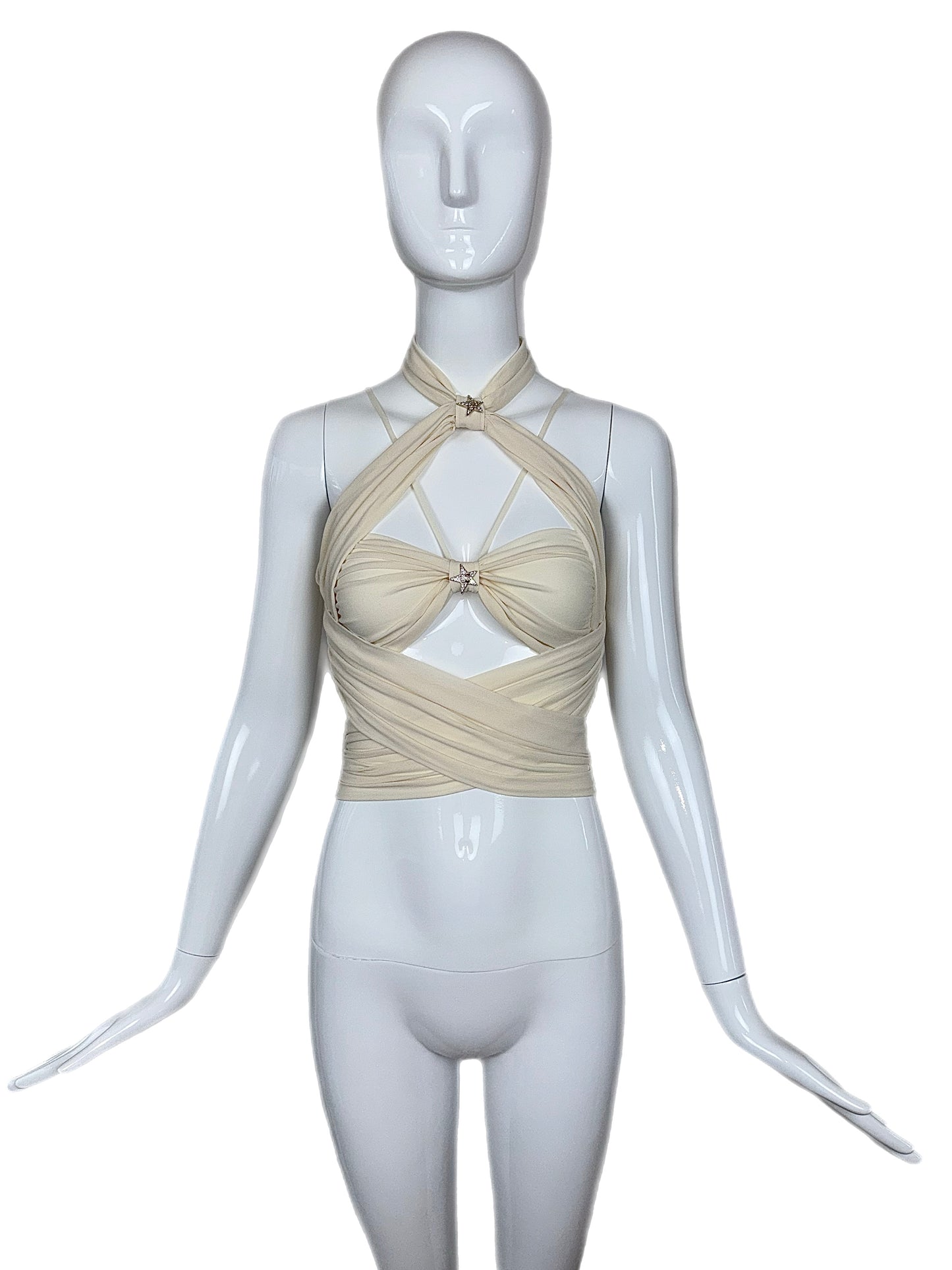 CHANEL 2021 Silk Star Embellished Crop Top