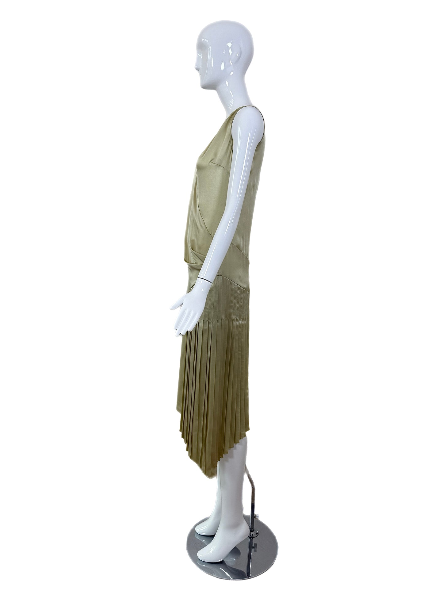 JOHN GALLIANO 2018 Silk Celery Pleated Shift Dress