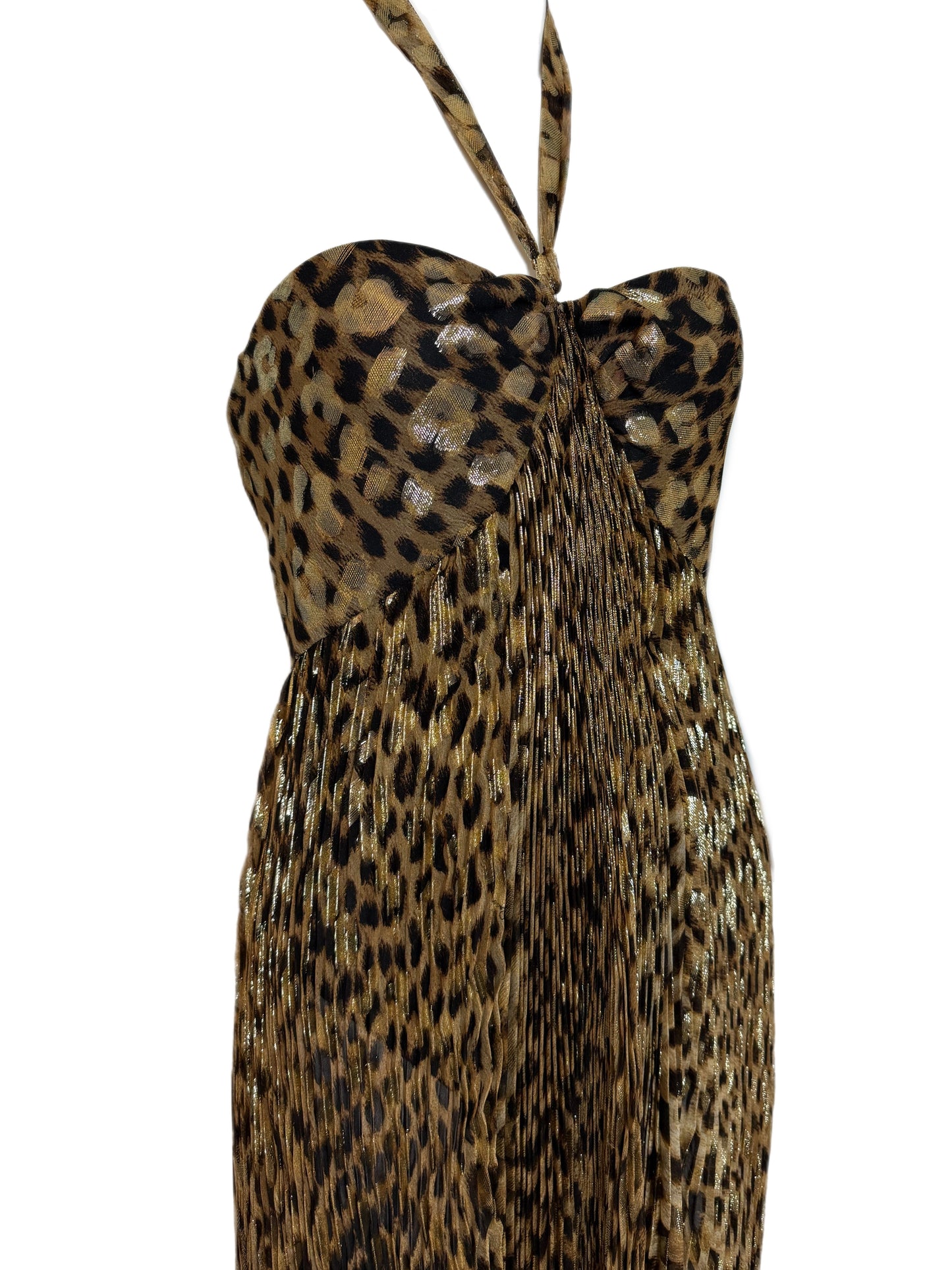 ROBERTO CAVALLI 2005 Vintage Runway Leopard Pleated Evening Gown