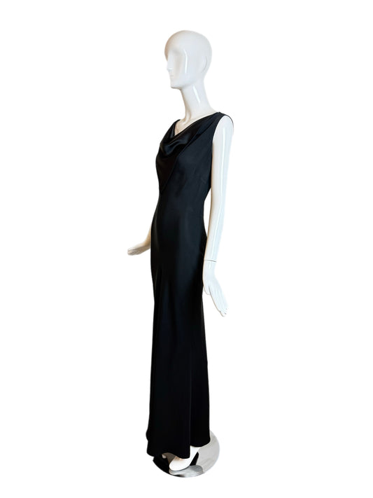 RICHARD TYLER 90's/00 Vintage Black Scarf Cowl Neck Evening Gown