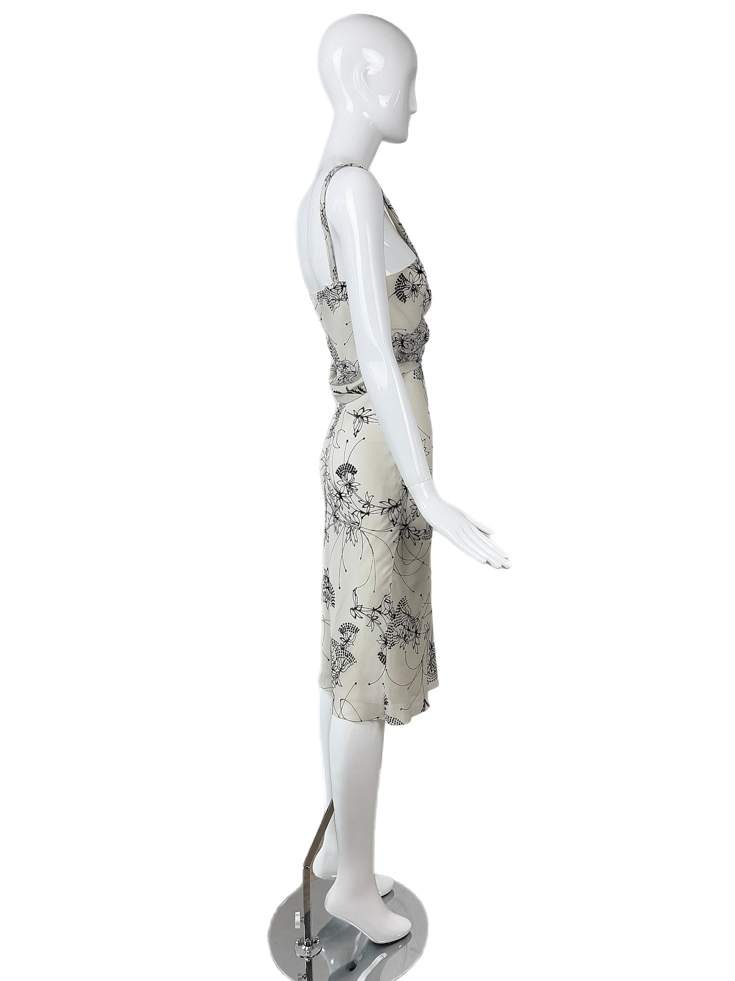 JOHN GALLIANO 2008 Vintage Silk Floral Knee Length Dress