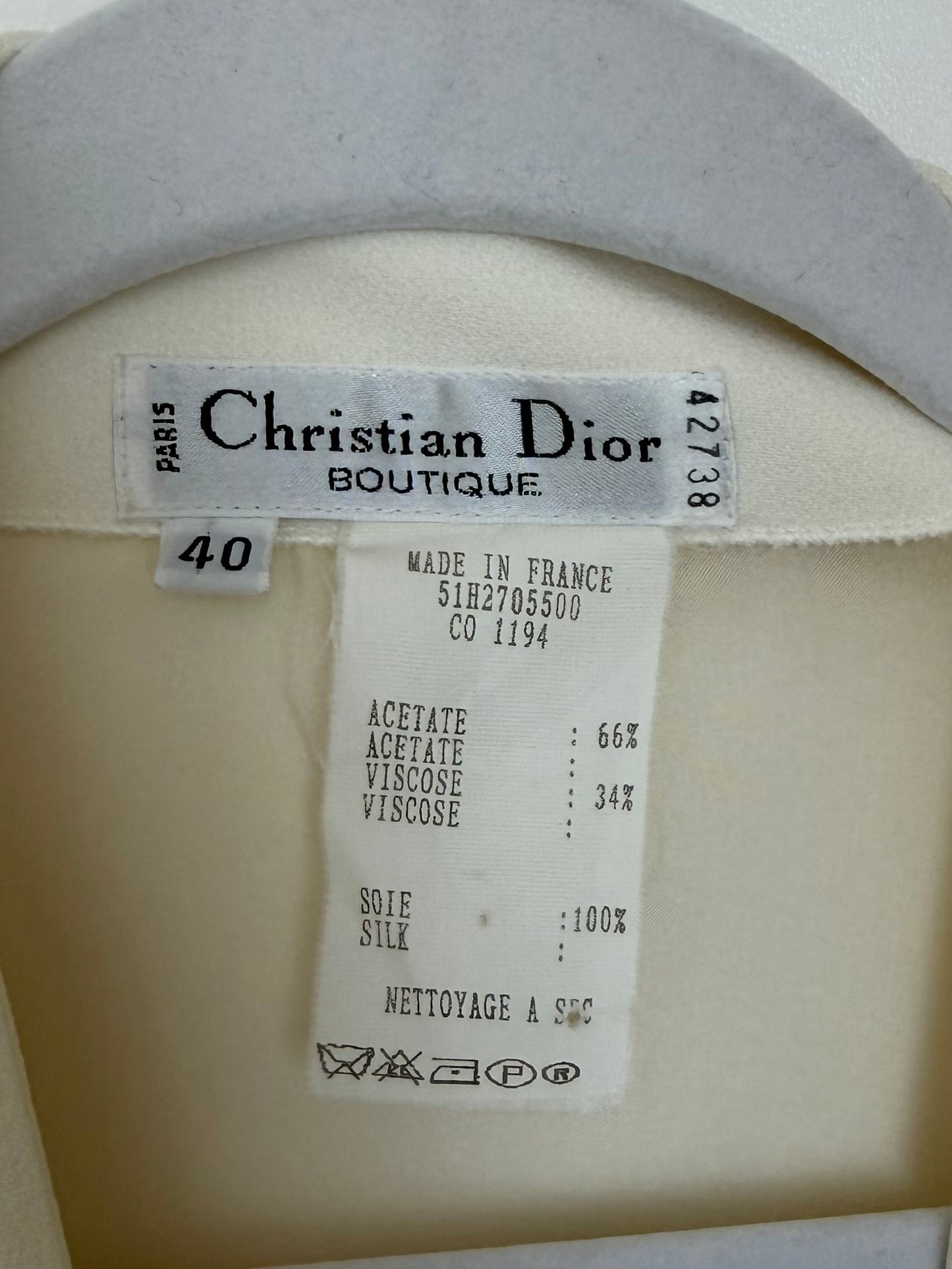 DIOR 1995 Vintage Runway Ivory Blouse/Jacket w. Gold Buttons and Embroidery