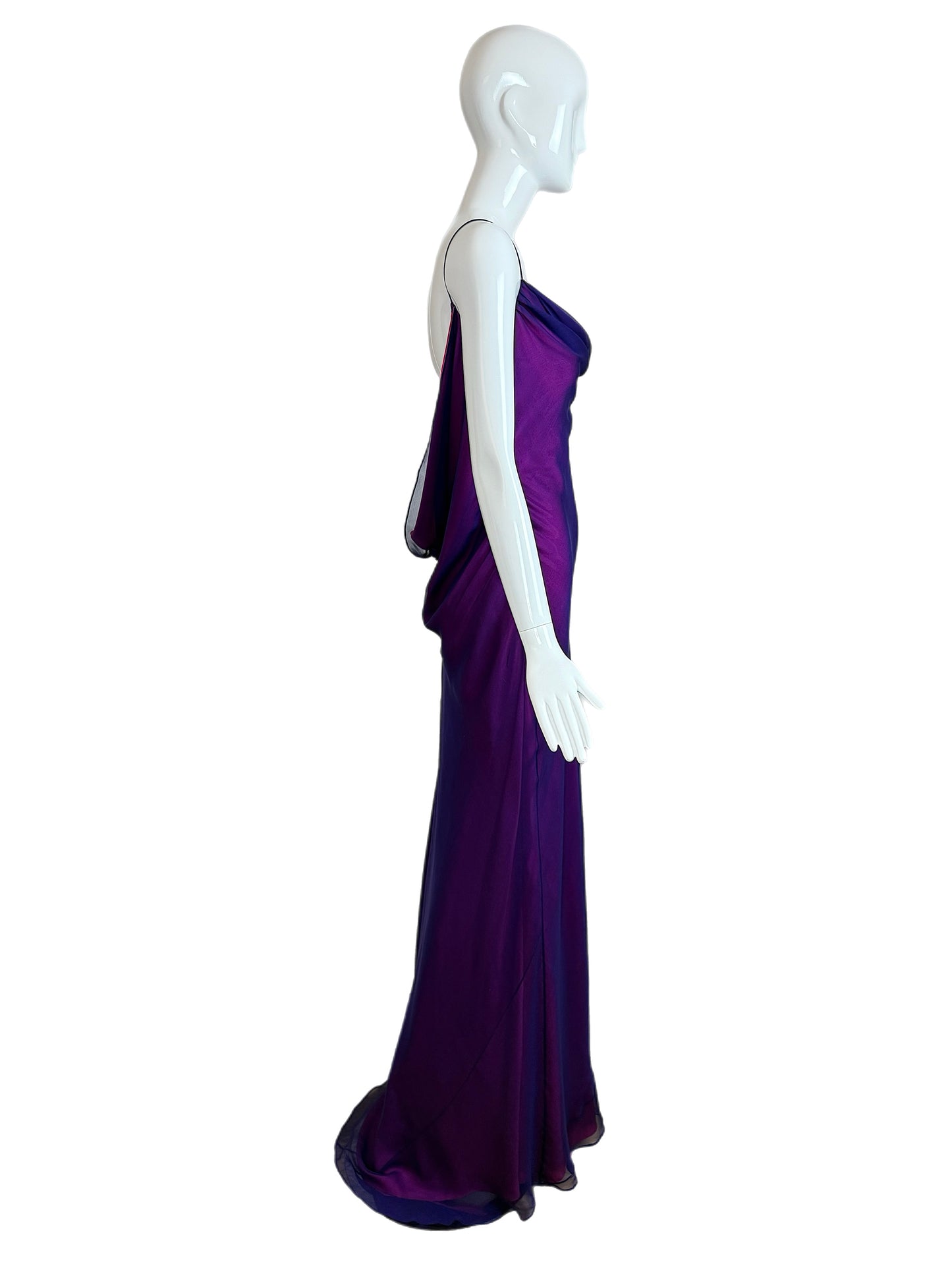 RICHARD TYLER COUTURE Vintage Silk Purple Evening Gown
