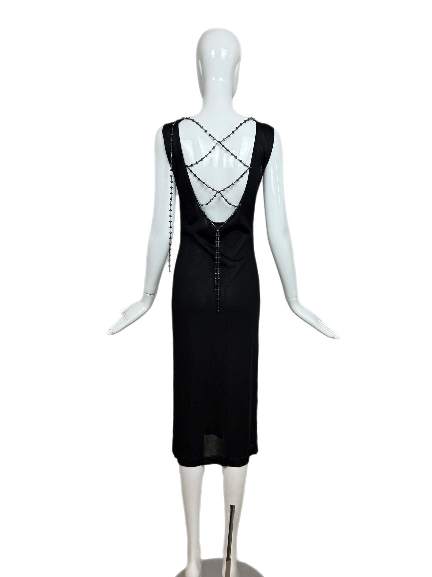 ALBERTA FERRETTI Black Ornate Multi Layered Chain Dress