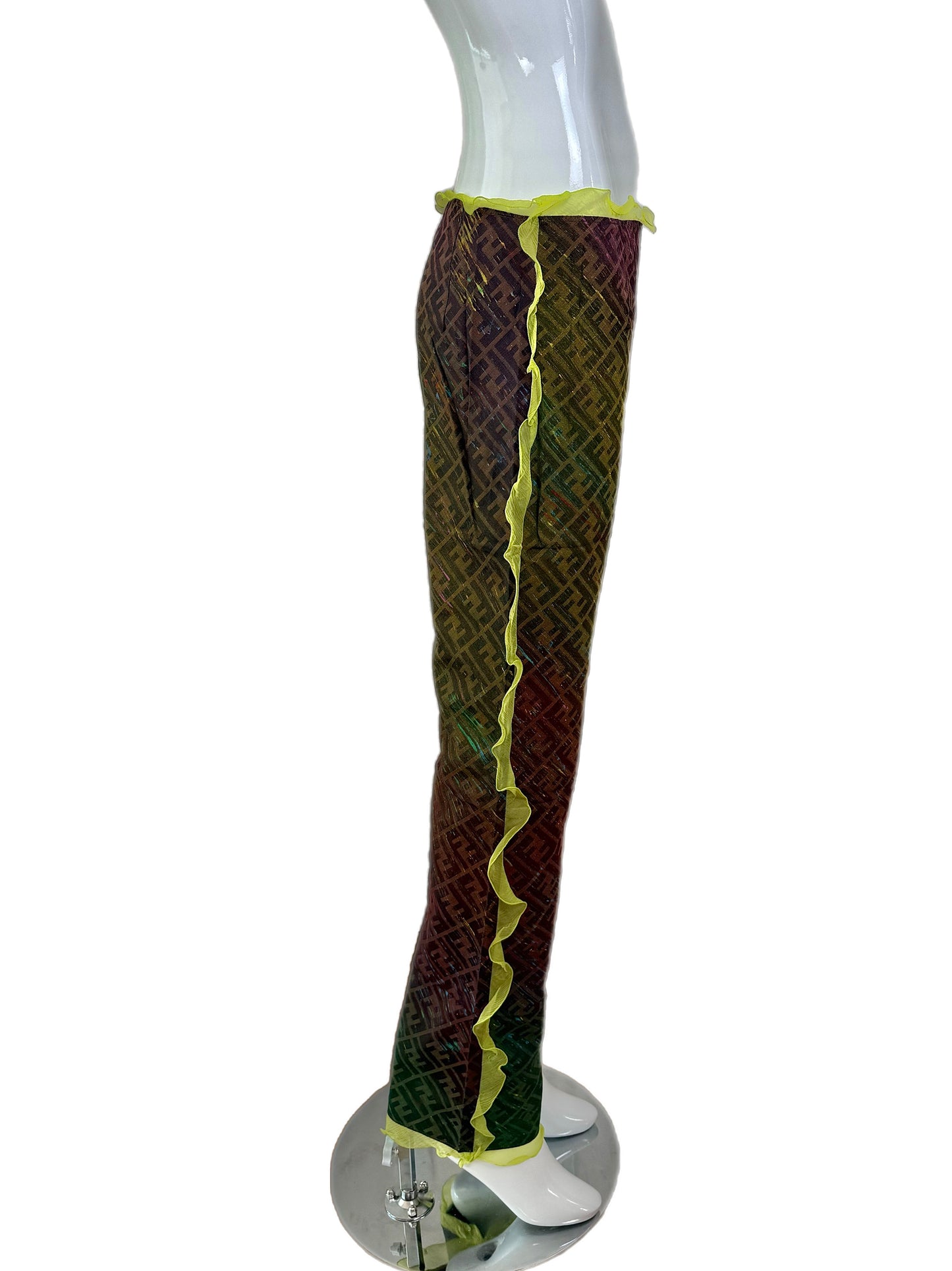 FENDI 2000 Vintage Runway Ad Campaign Lime Green Pants