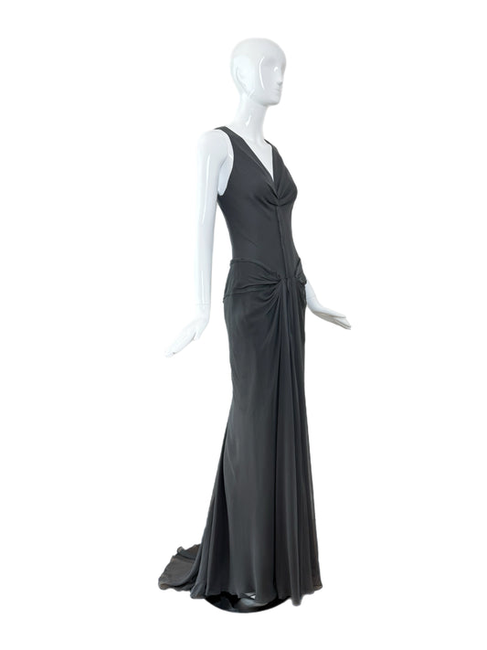VERA WANG Vintage Grey Silk Ethereal Gown w. Train