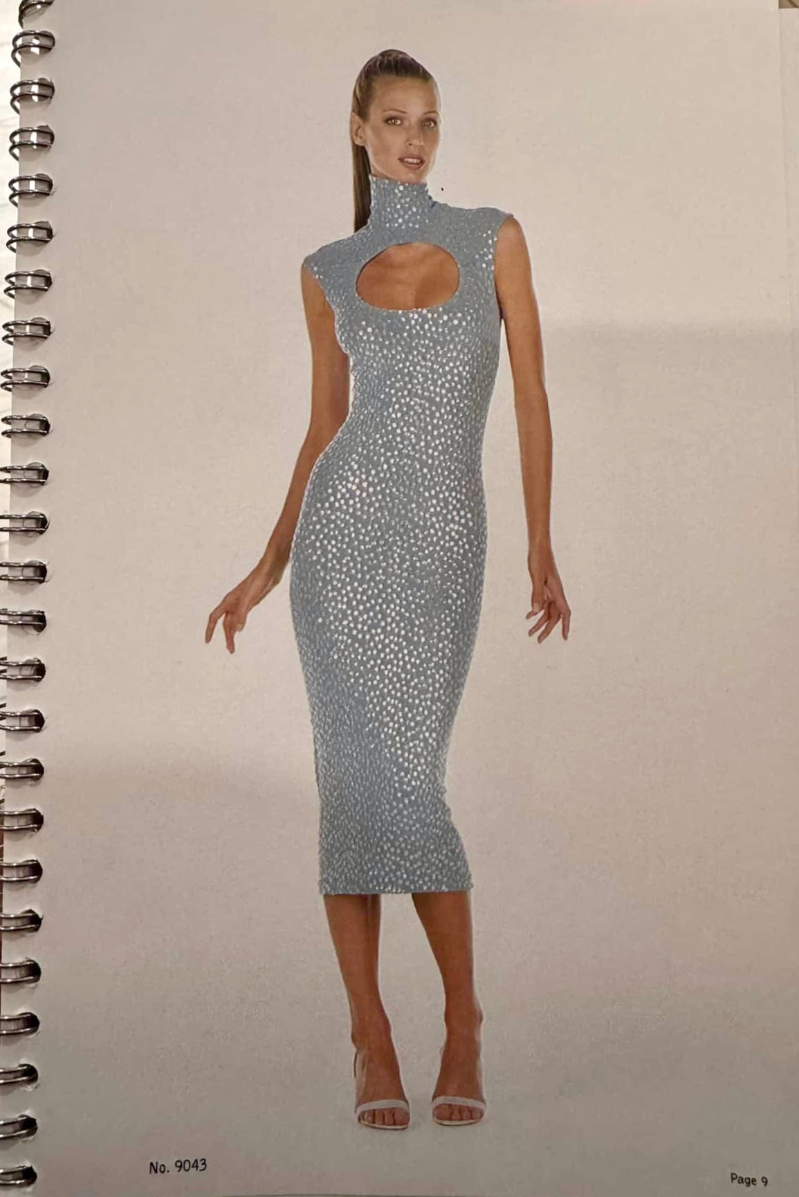 MARC BOUWER 1999 Vintage Blue Sequin Midi Dress