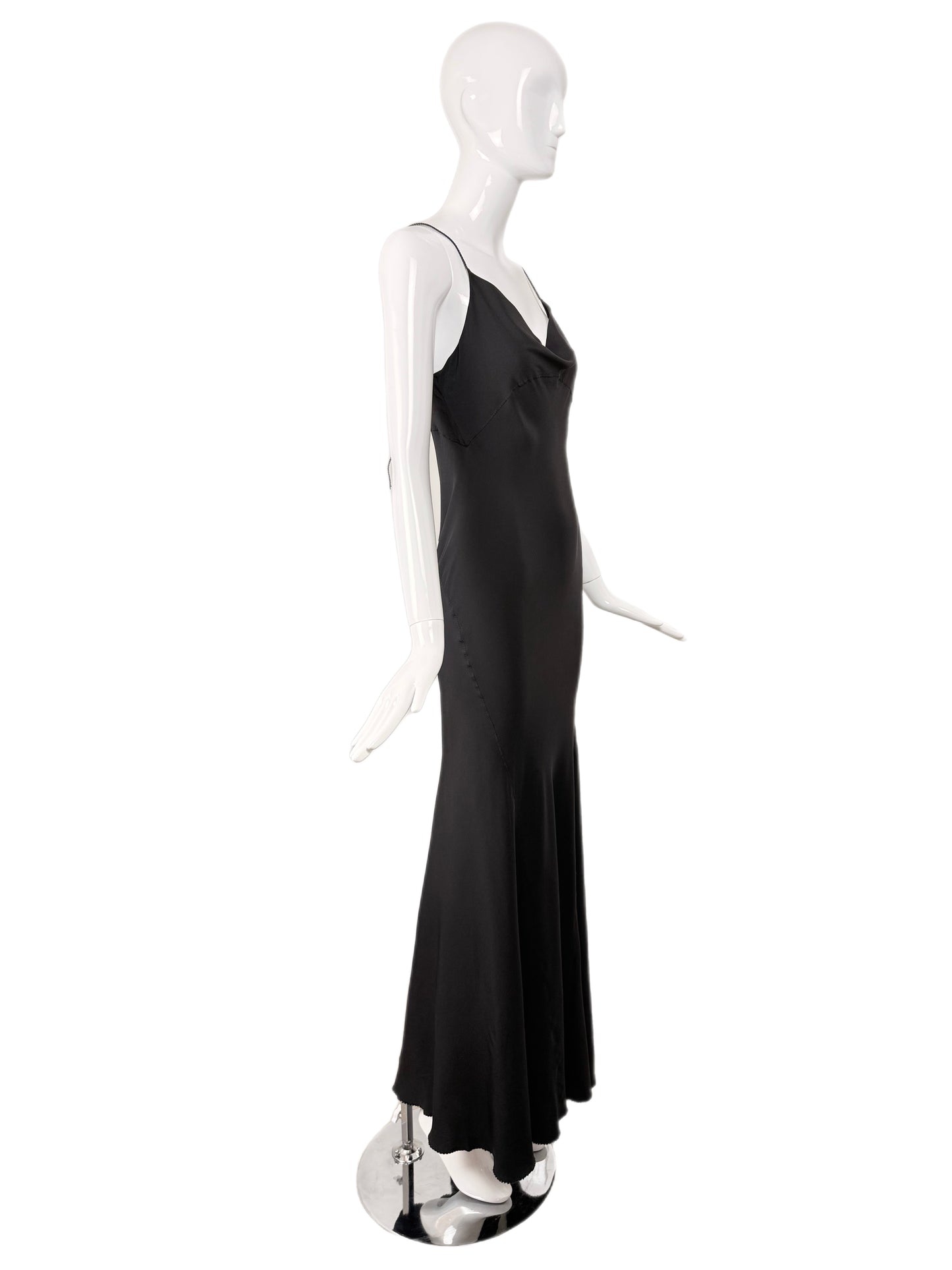 ROBERTO CAVALLI c. 2000 Vintage Fur + Silk Ensemble Maxi Dress Gown + Shawl Cape