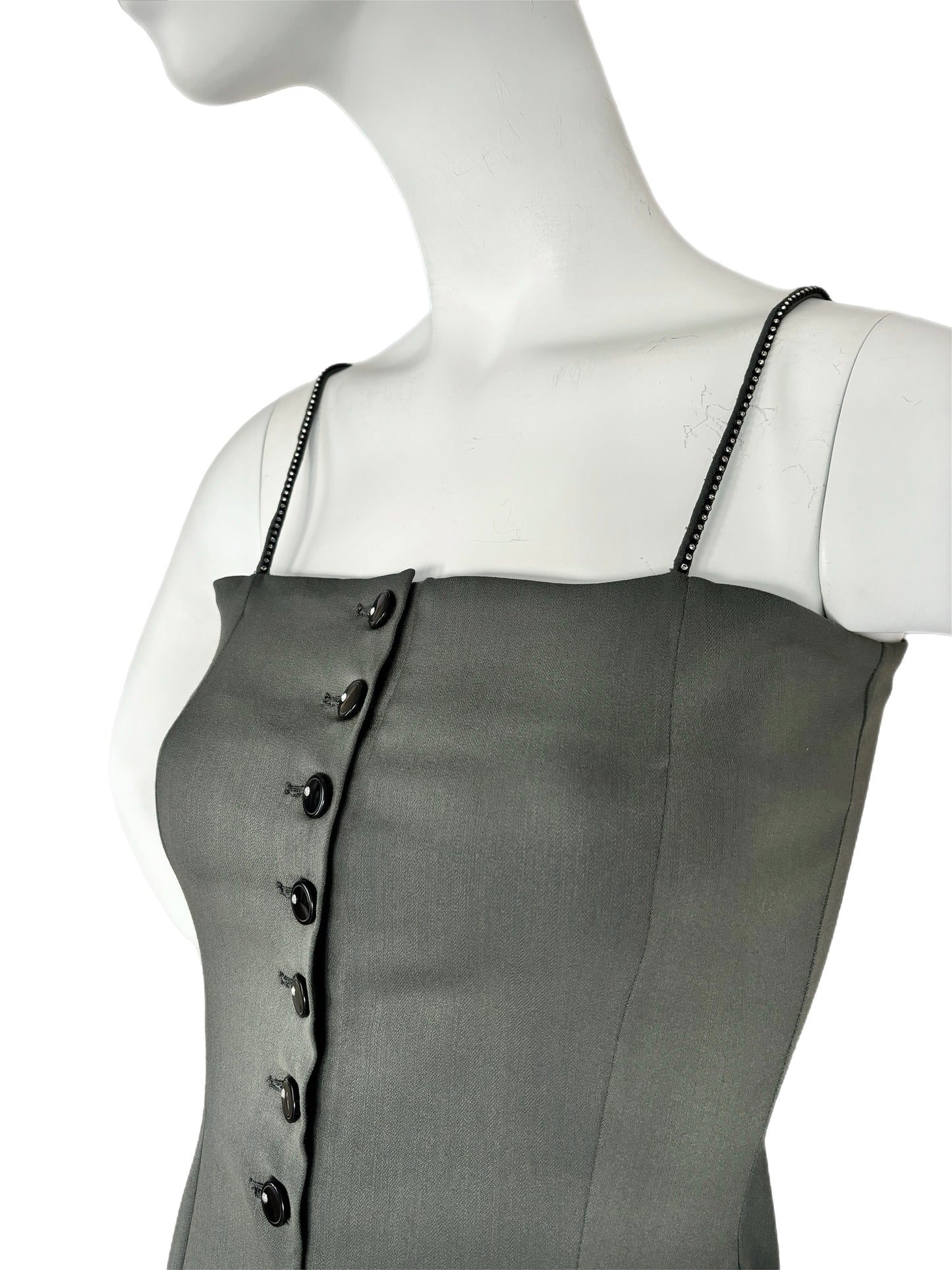 DOLCE & GABBANA 90's Vintage Gray Crystal Pencil Dress