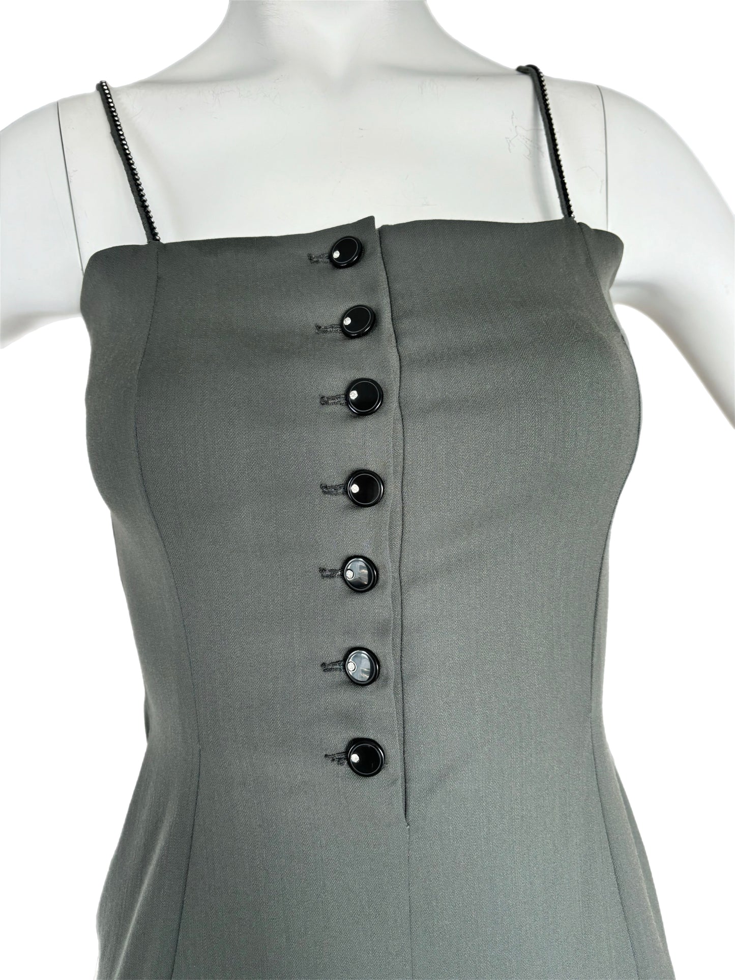 DOLCE & GABBANA 90's Vintage Gray Crystal Pencil Dress