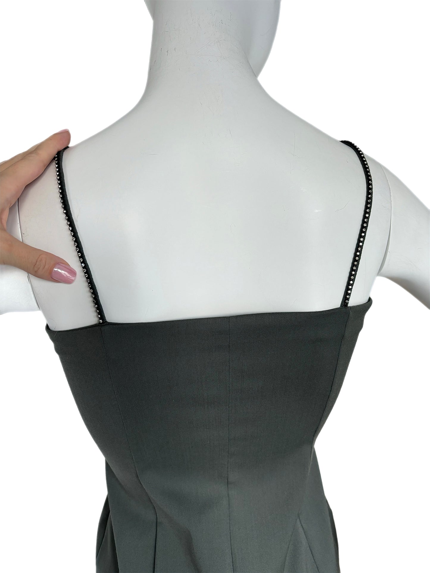 DOLCE & GABBANA 90's Vintage Gray Crystal Pencil Dress