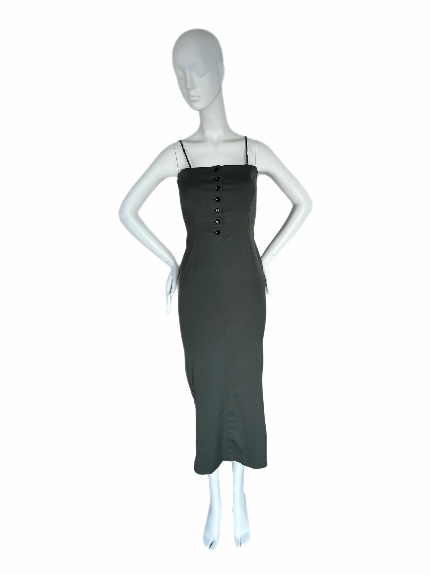 DOLCE & GABBANA 90's Vintage Gray Crystal Pencil Dress