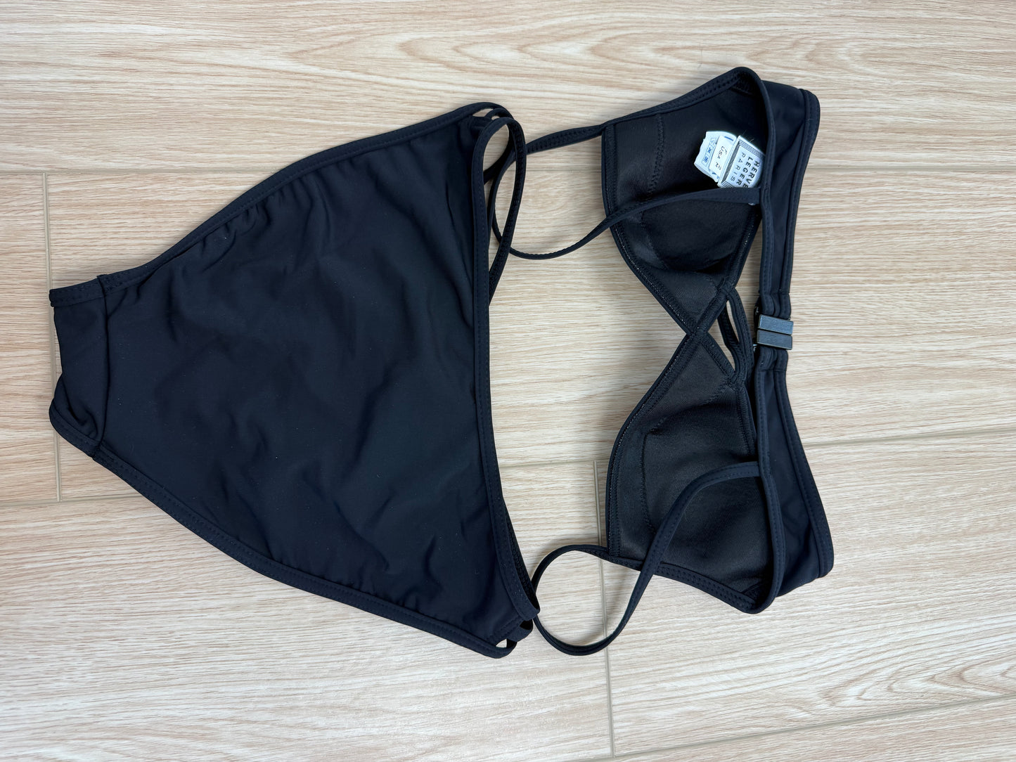 HERVE LEGER 1998 Vintage Runway Black Cut Out Bikini