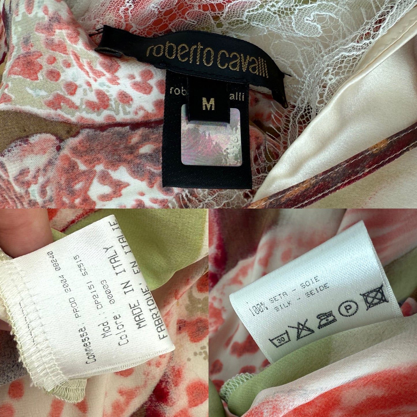 ROBERTO CAVALLI 2004 Vintage Silk Floral Embellished Gown