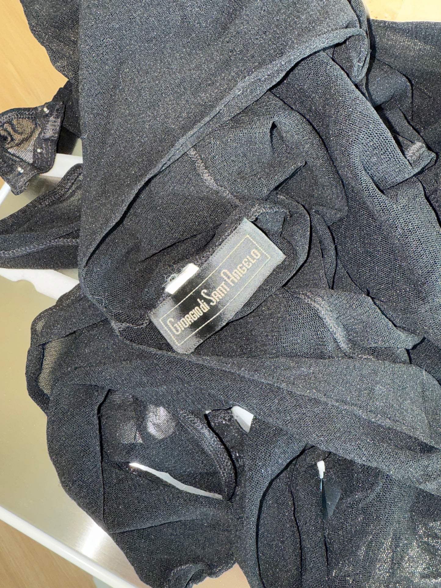 GIORGIO DI SANT ANGELO 80s/90s Vintage Sheer Black Bodysuit