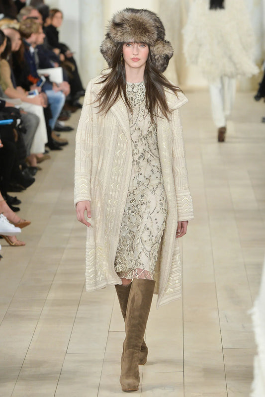 RALPH LAUREN Collection Purple Label 2015 Runway Heavily Encrusted Dress