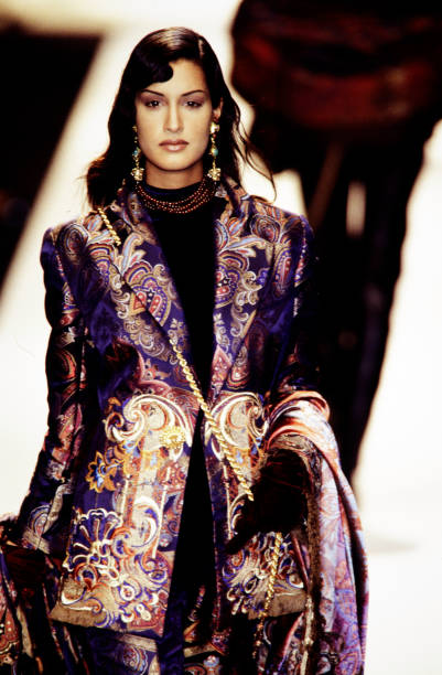 DIOR by GIANFRANCO FERRE 1994 Runway Print Bodysuit Skirt Ensemble