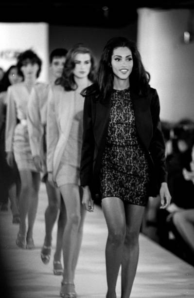 MICHAEL KORS 1992 Vintage Black & Nude Lace Runway Mini Dress