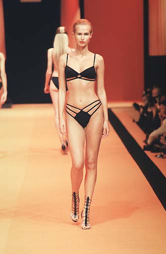 HERVE LEGER 1998 Vintage Runway Black Cut Out Bikini