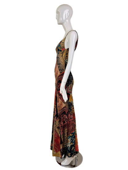 ROBERTO CAVALLI 2002 Vintage Silk Patchwork Evening Gown