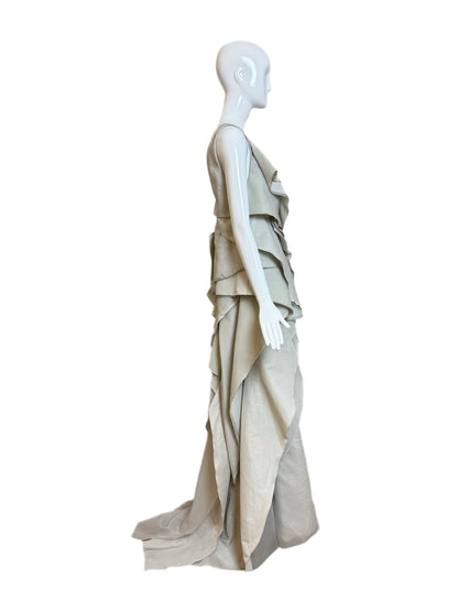 DONNA KARAN 2012 Vintage Runway Grey Gauzy Silk Blend Gown