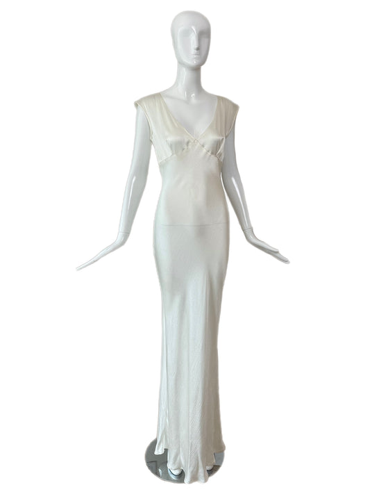 LES HABITUDES 90's Vintage Ivory Crinkle Effect Gown
