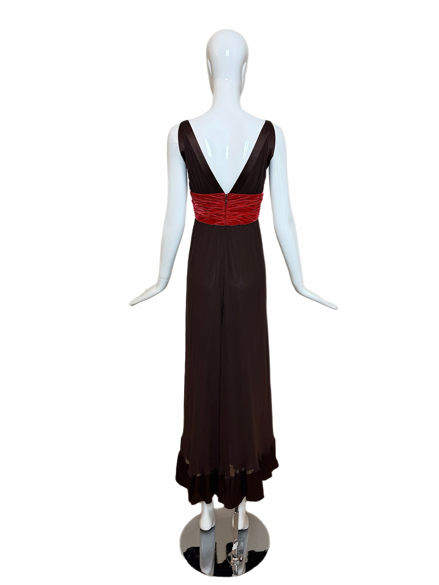 OSCAR DE LA RENTA 2006 Vintage Brown Silk Evening Gown