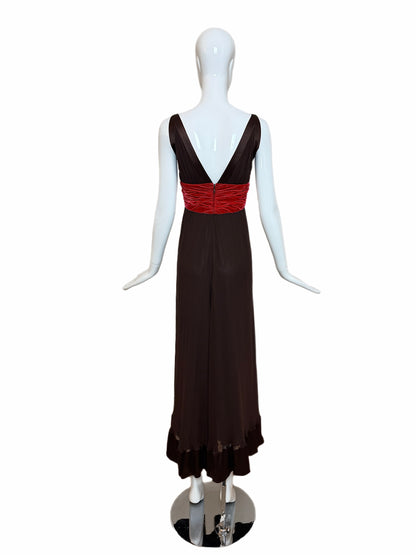 OSCAR DE LA RENTA 2006 Vintage Brown Silk Evening Gown