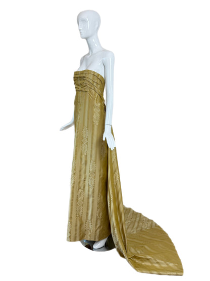 PAMELA DENNIS COUTURE 1998 Vintage Silk Evening Gown w. Train