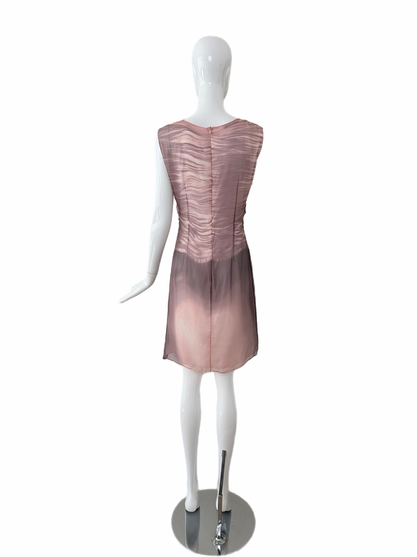 PRADA 2004 Vintage Runway Silk Trompe L'oeil Knee Length Dress