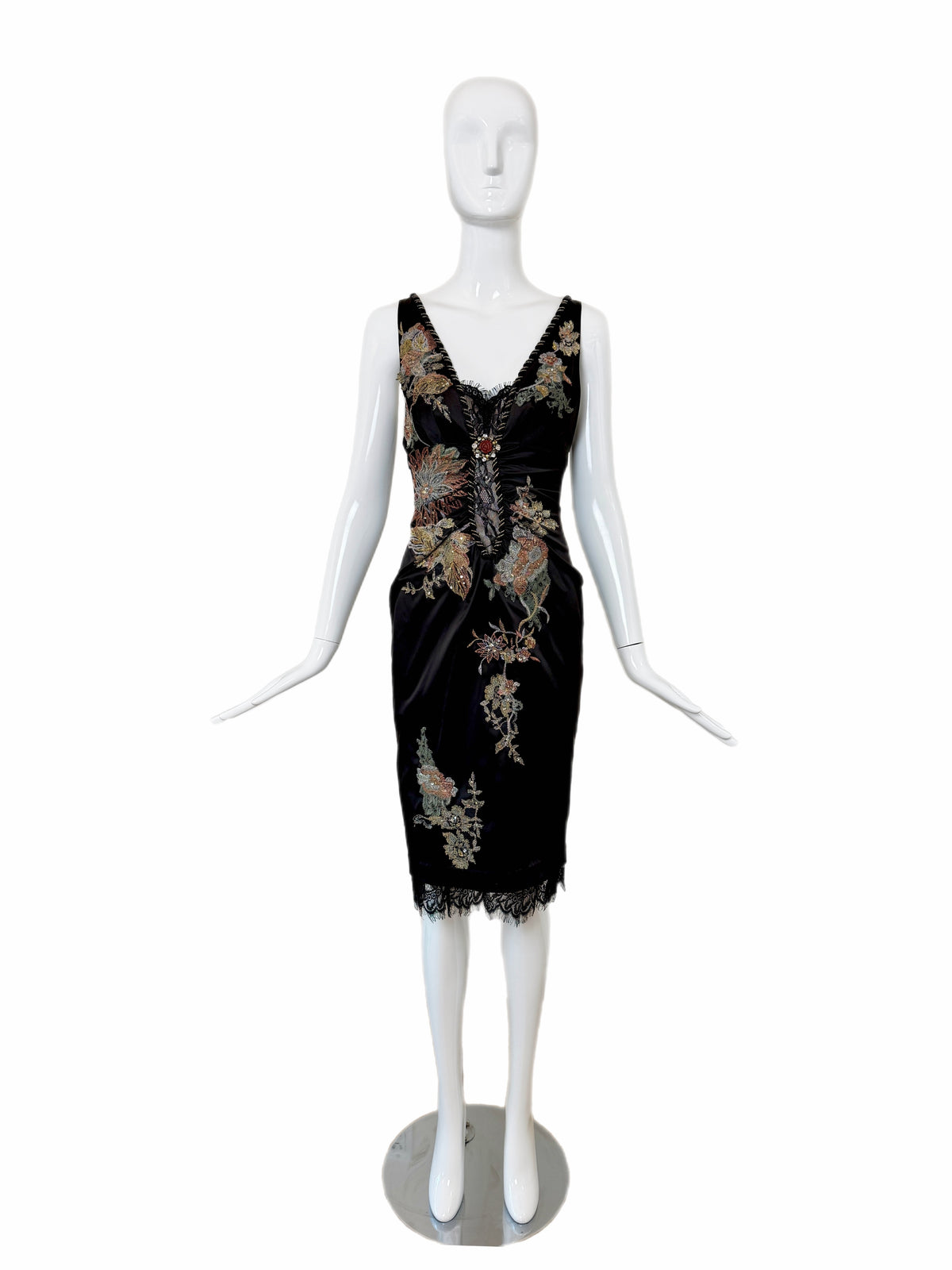 Julian Joyce by Mandalay Vintage Y2K Black Lace Embellished Cocktail Dress