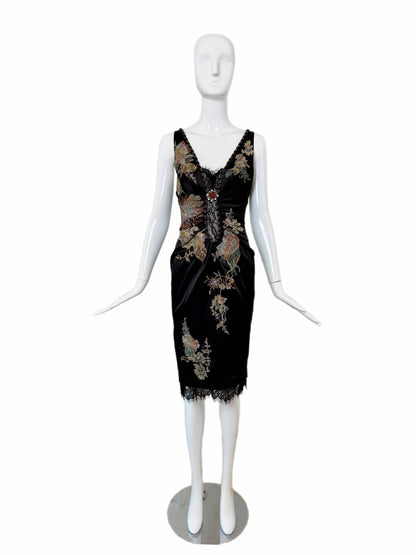 Julian Joyce by Mandalay Vintage Y2K Black Lace Embellished Cocktail Dress
