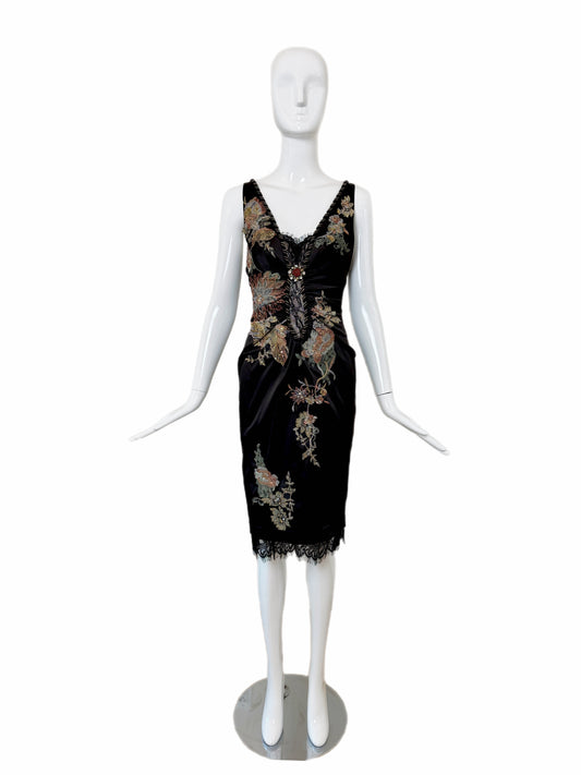Julian Joyce by Mandalay Vintage Y2K Black Lace Embellished Cocktail Dress