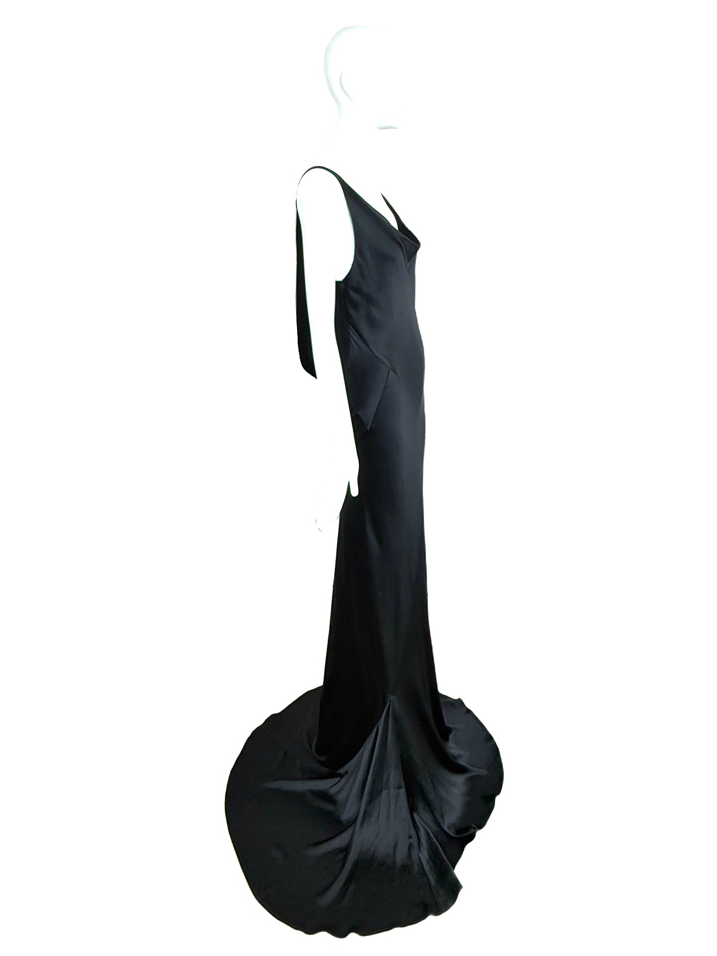 LES HABITUDES 2016 Black Silk Cowl Evening Gown