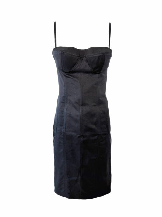 GUCCI by TOM FORD 2001 Vintage Black Cone Bra Hard Boned Corset Dress
