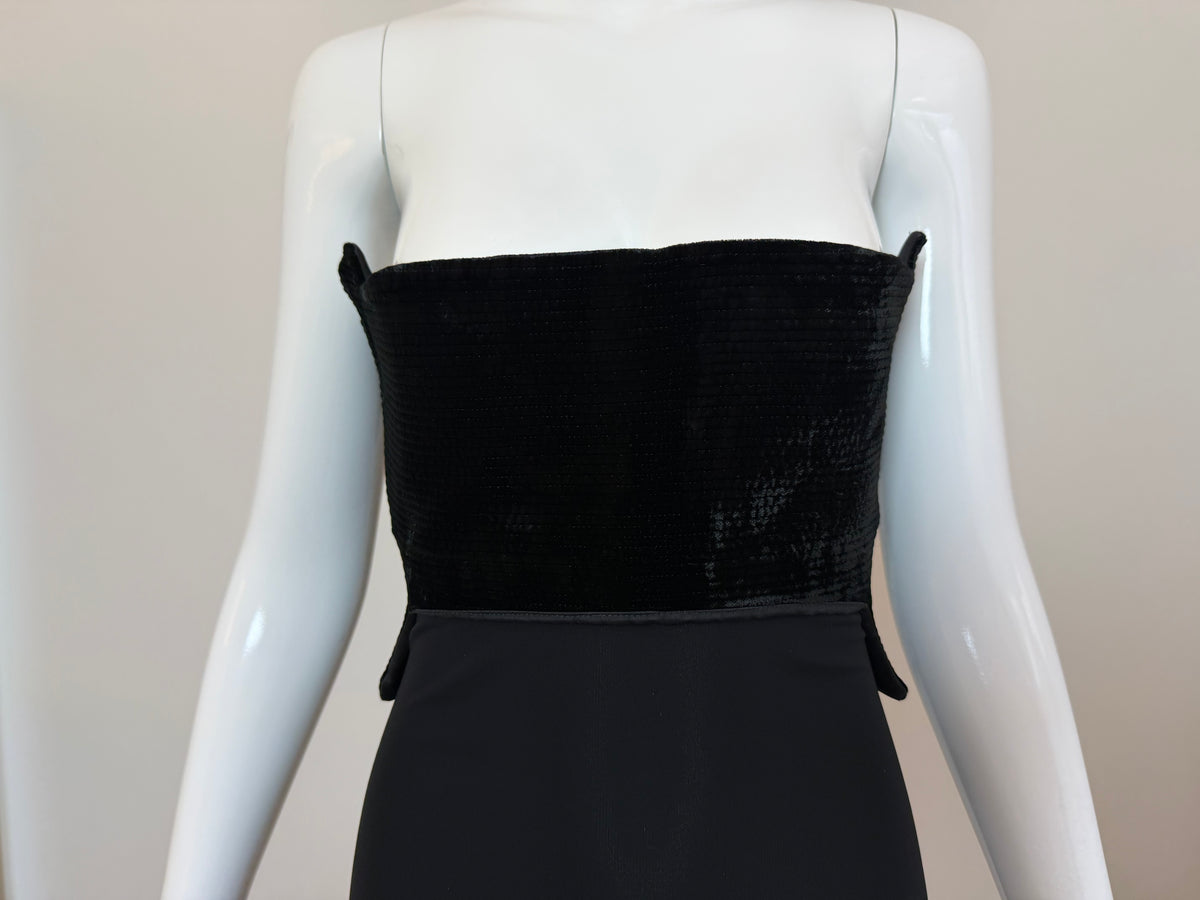 HERVE LEGER 90's Vintage Strapless Chenille Top Cocktail Dress