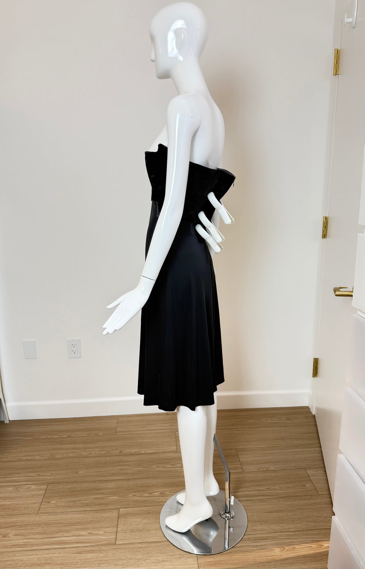 HERVE LEGER 90's Vintage Strapless Chenille Top Cocktail Dress