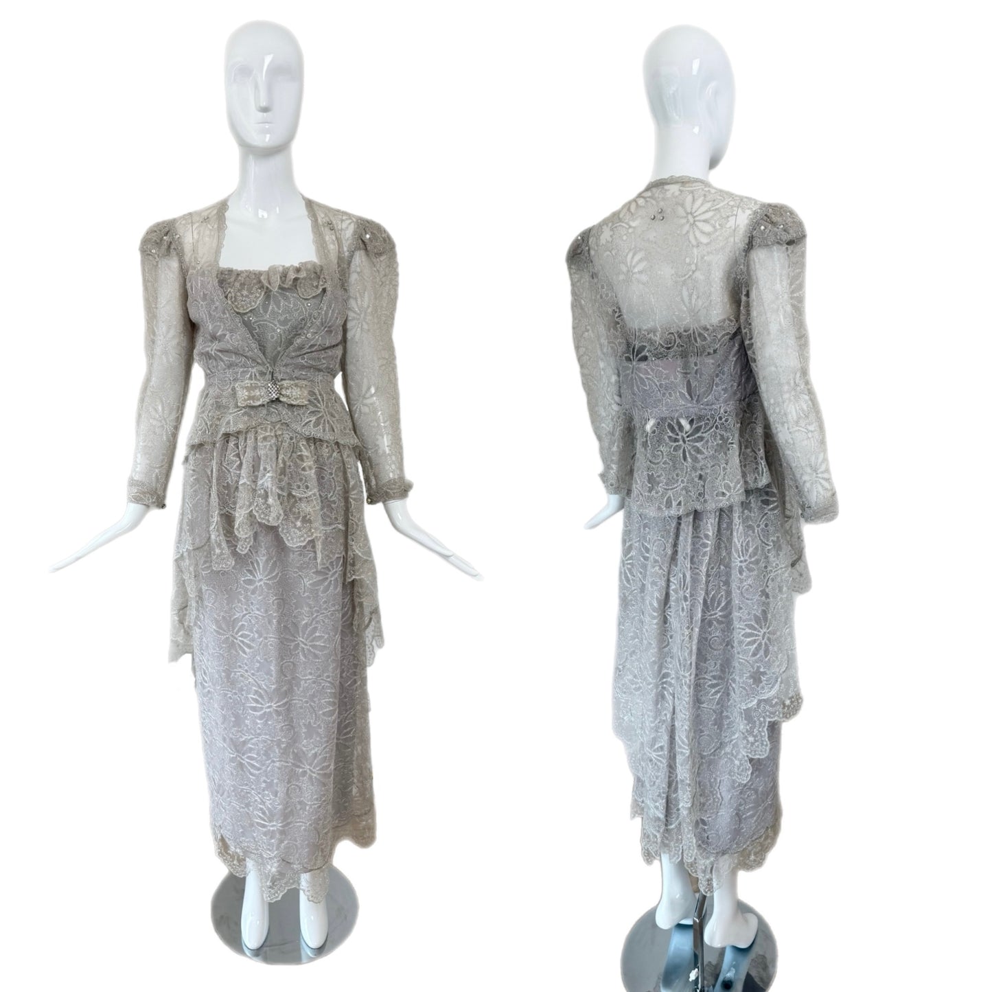 GIORGIO SANT'ANGELO 1983 Vintage Runway 4 Piece Lace Ensemble