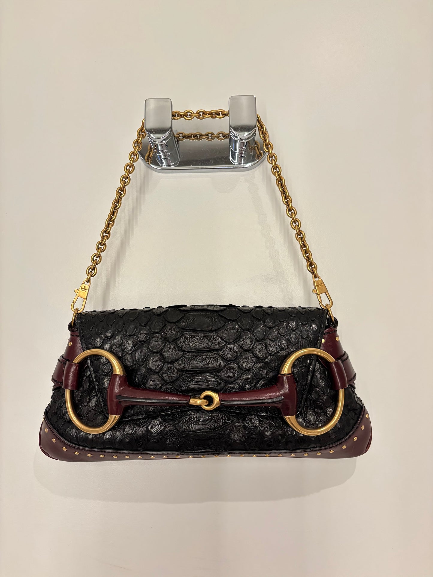 GUCCI by TOM FORD 2003 Vintage Snake Embossed Leather Horsebit Bag