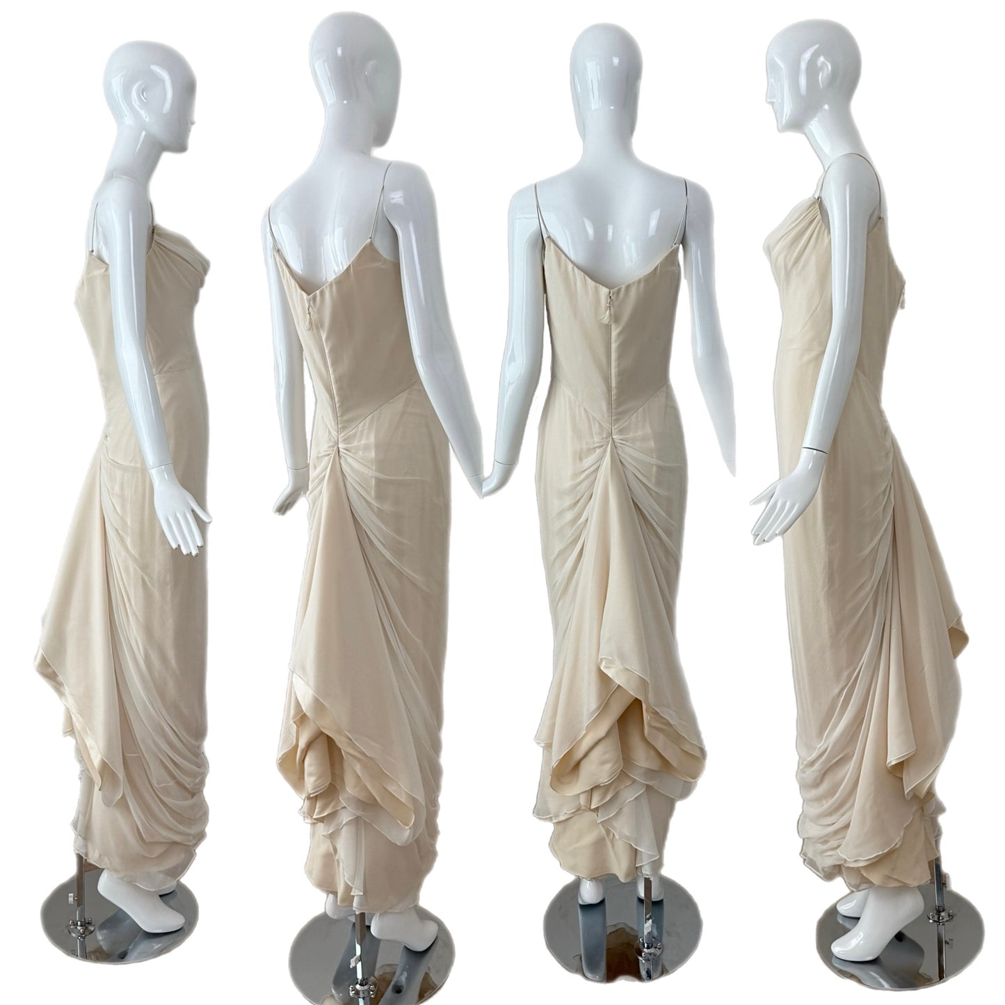 RICHARD TYLER 2000 Vintage Ivory Silk Wedding Dress w. Train + Bustle