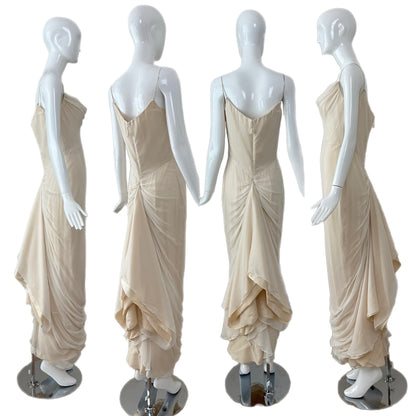 RICHARD TYLER 2000 Vintage Ivory Silk Wedding Dress w. Train + Bustle