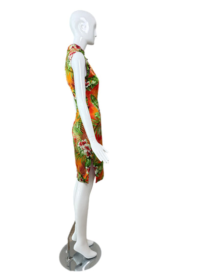 D&G DOLCE & GABBANA 2005 Vintage Runway Cheongsam Tropical Floral Dress