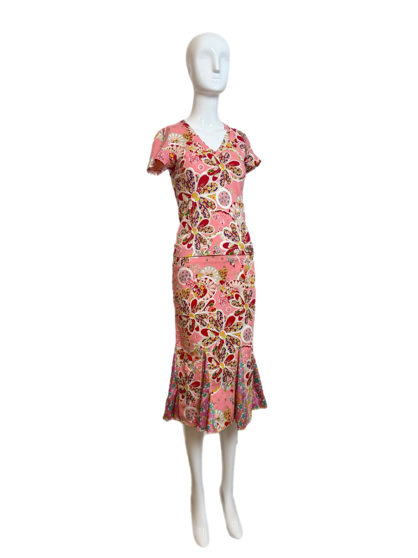 JOHN GALLIANO 2006 Vintage Pink Floral Skirt Set