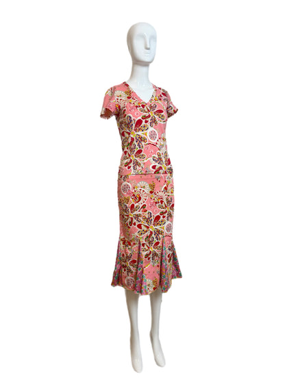 JOHN GALLIANO 2006 Vintage Pink Floral Skirt Set